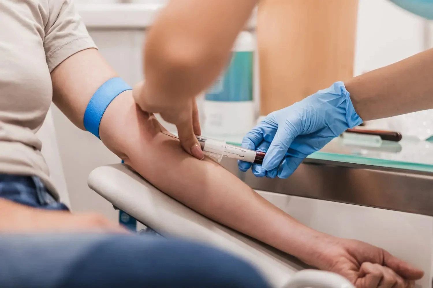 Blood test tubes in laboratory